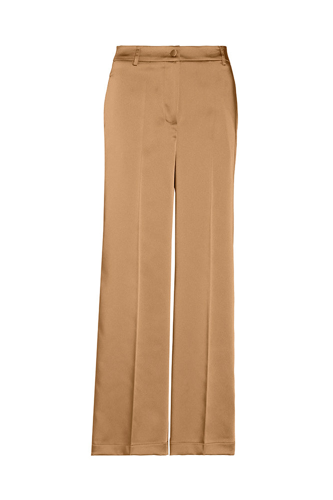 Pantaloni a palazzo in raso bronzo