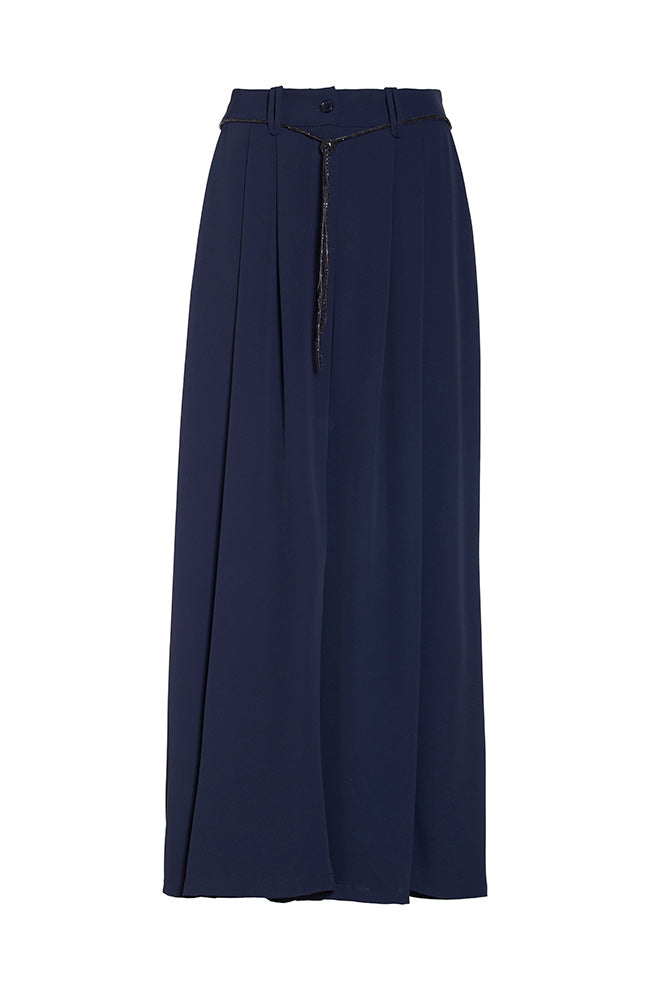 Pantaloni palazzo con cintura intrecciata