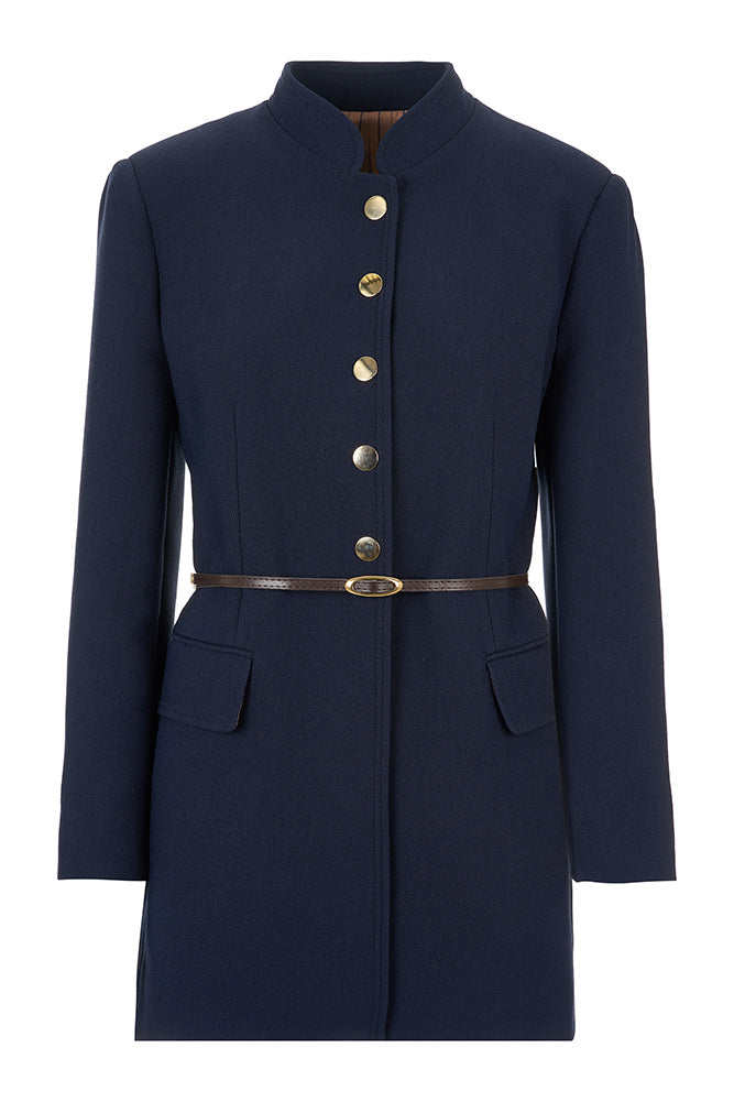 Cappotto con cintura e bottoni oro