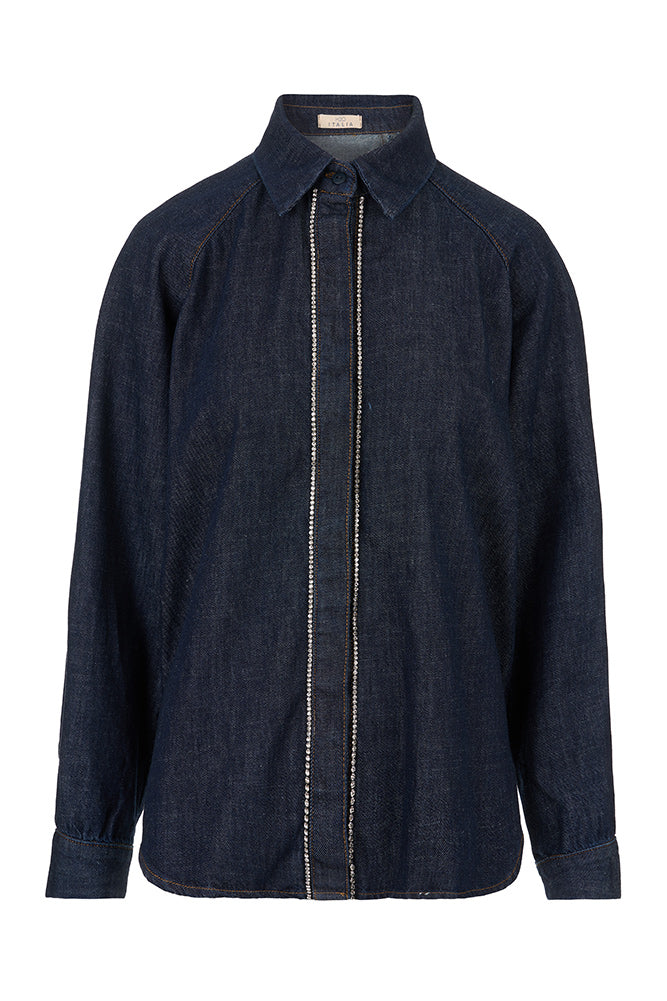 Camicia in denim con strass