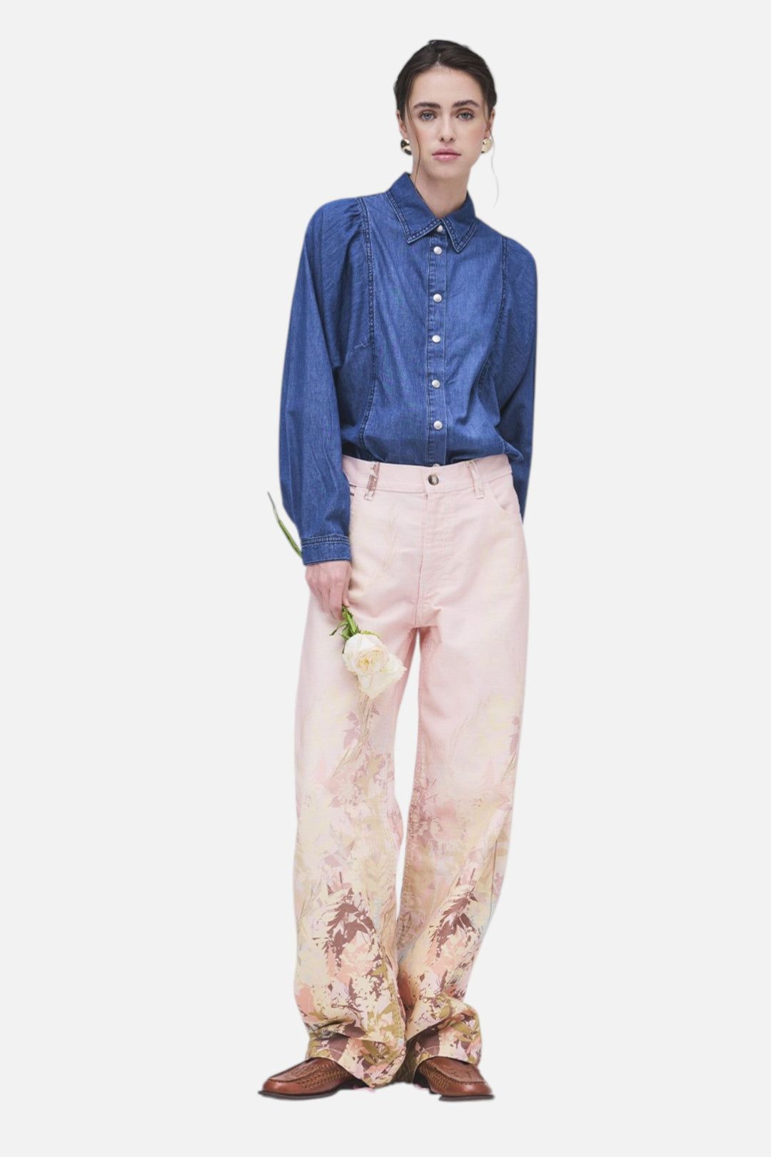 Pantalone ampio stampa floreale