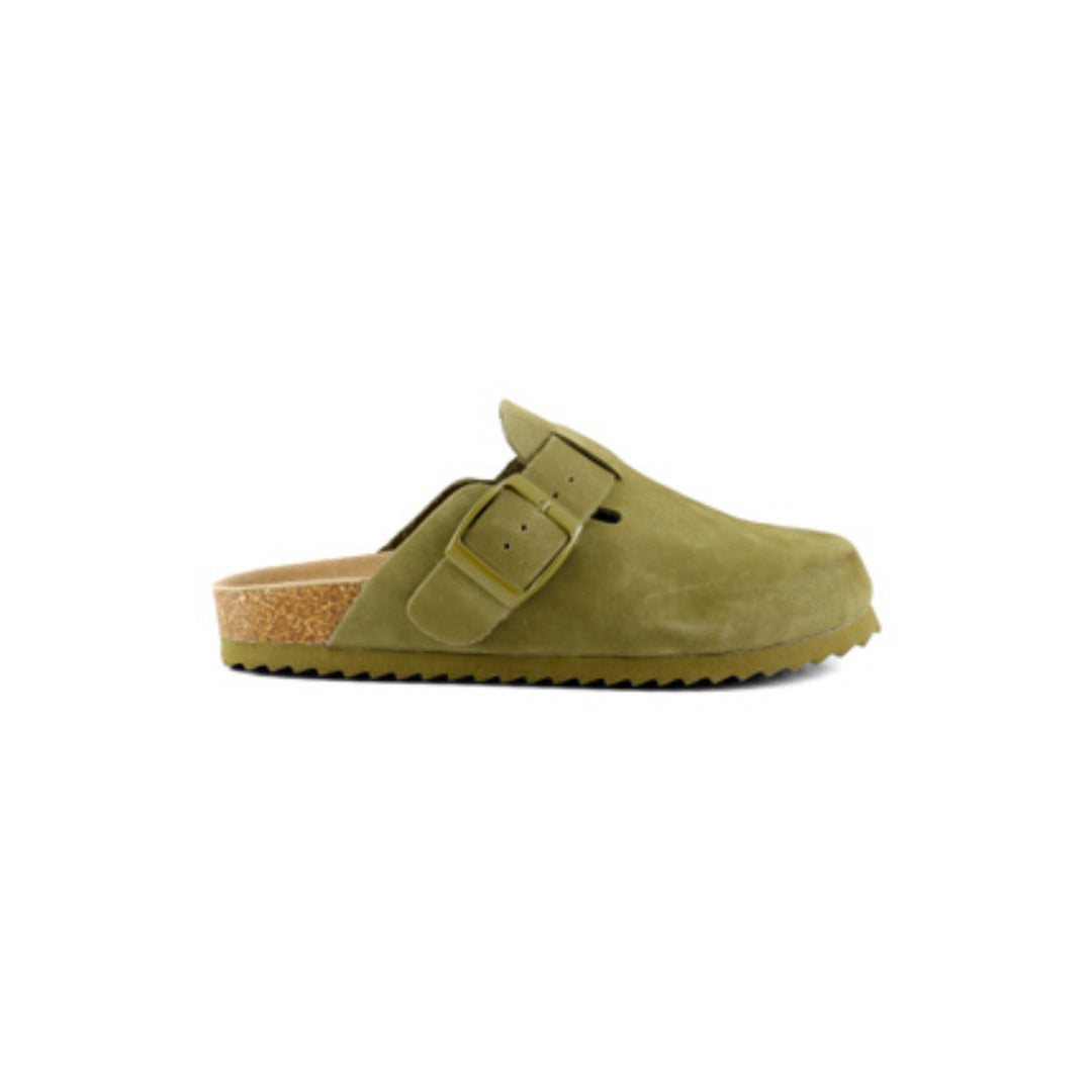 Sabot suede con fibbia oversize