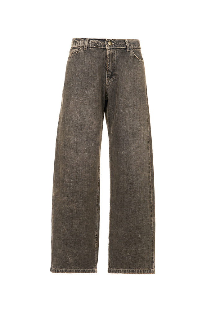 Jeans a Gamba Larga in Denim Nero