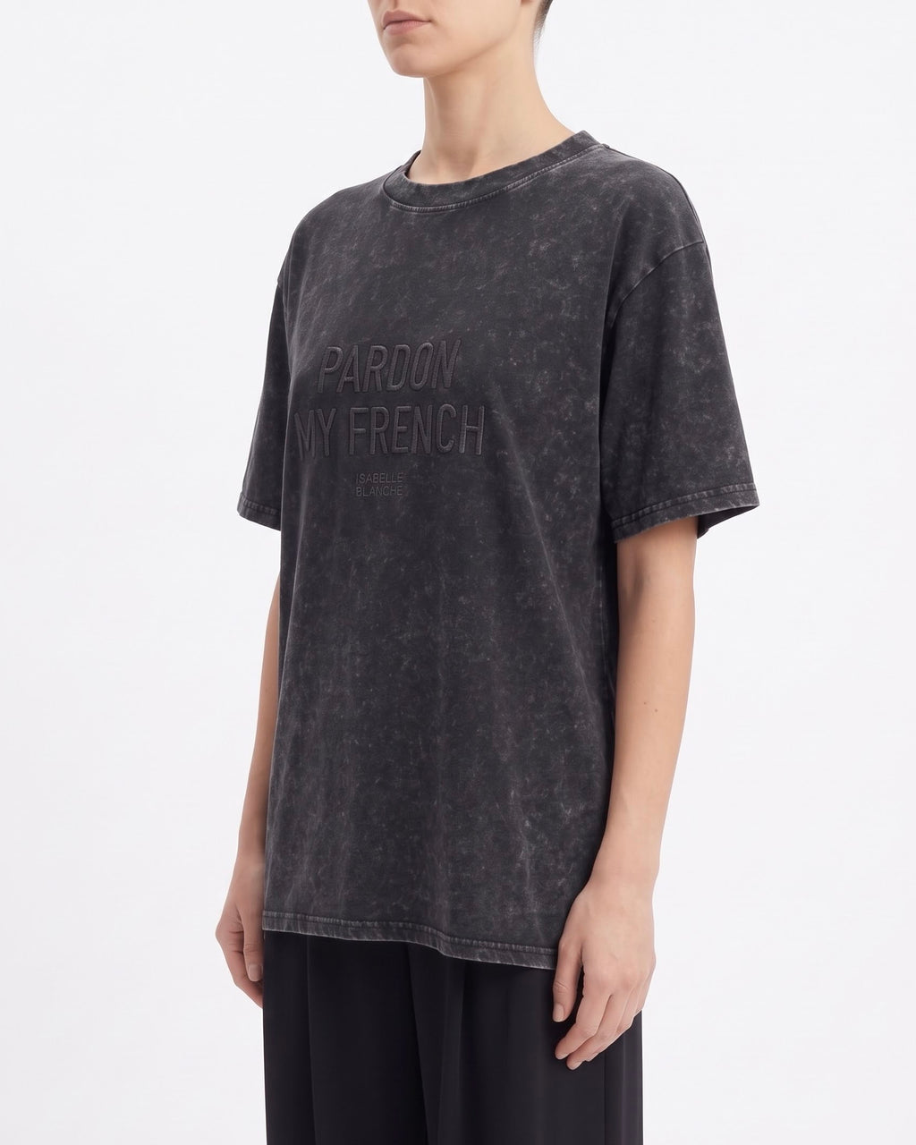 T-Shirt Isabelle Blanche a Manica Corta con Ricamo “Pardon My French”