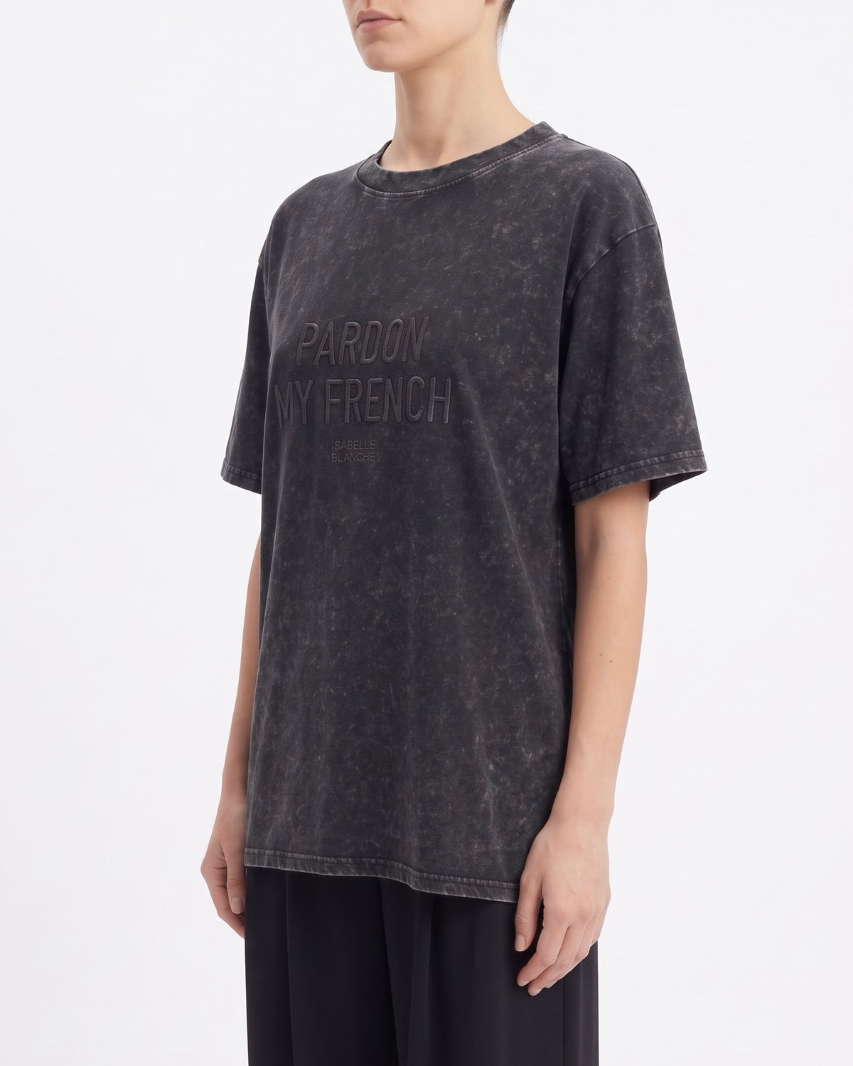 T-Shirt Isabelle Blanche a Manica Corta con Ricamo “Pardon My French”
