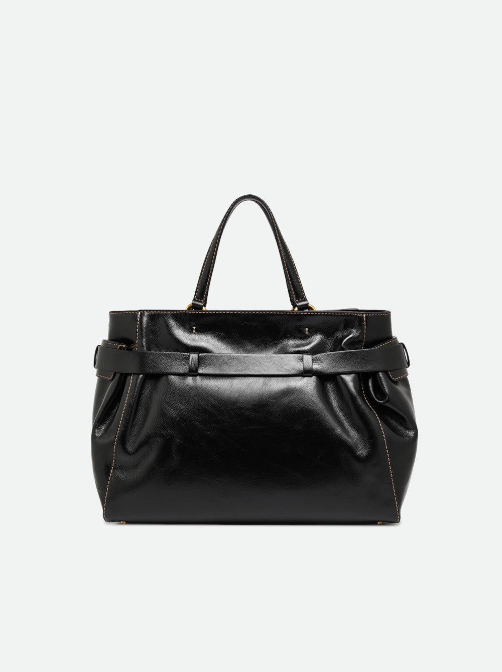 Borsa a Mano Gianni Chiarini Miranda Grande in Pelle Cerata Invecchiata Nera