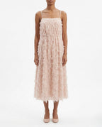 Abito midi con spalline e frange