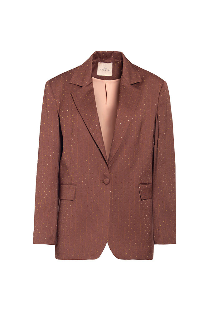Blazer con micro paillettes e bottoni