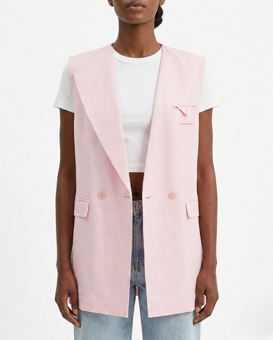 Gilet lungo sartoriale doppiopetto