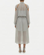 Abito midi chiffon con maniche cut-out