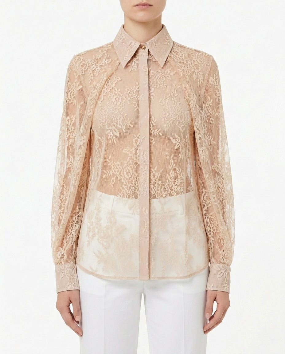 Camicia in pizzo trasparente