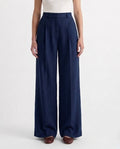 Pantalone palazzo in lyocell e lino