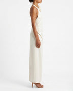 Abito lungo monospalla con fiore