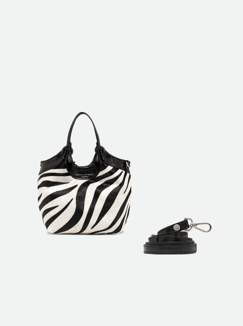 Borsa a Mano Dua Gianni Chiarini in Pelle Effetto Cavallino Zebrata  Piccola