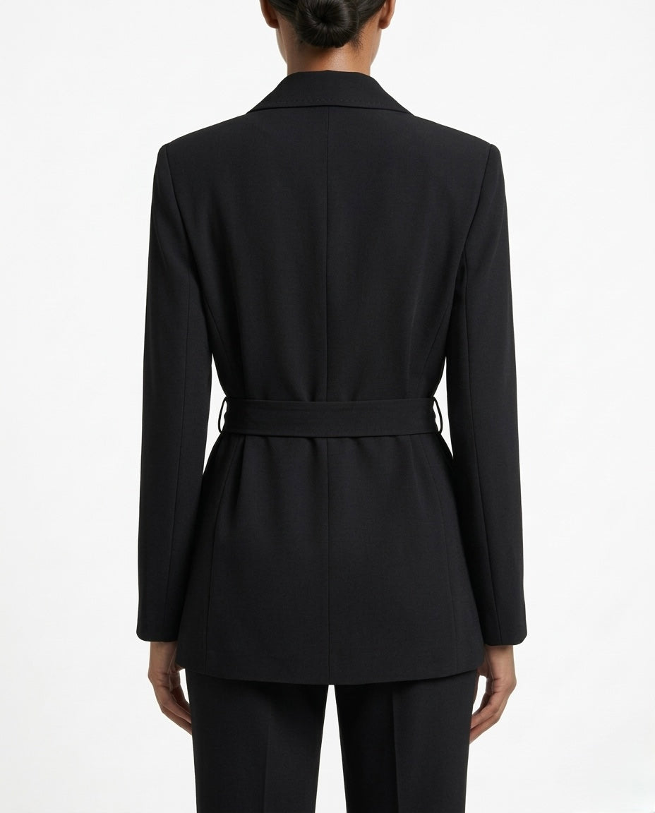 Blazer monopetto con cintura in vita