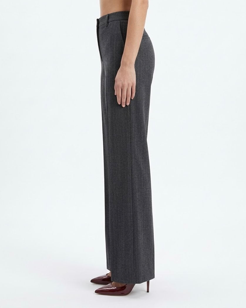 Pantalone Sartoriale Selected Femme Gessato Grigio Antracite in Misto Lana RWS