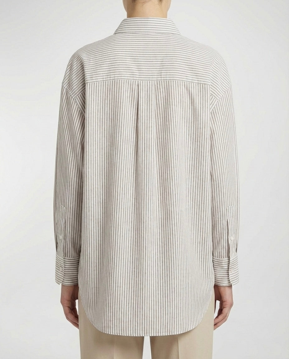 Camicia in lino a righe verticali