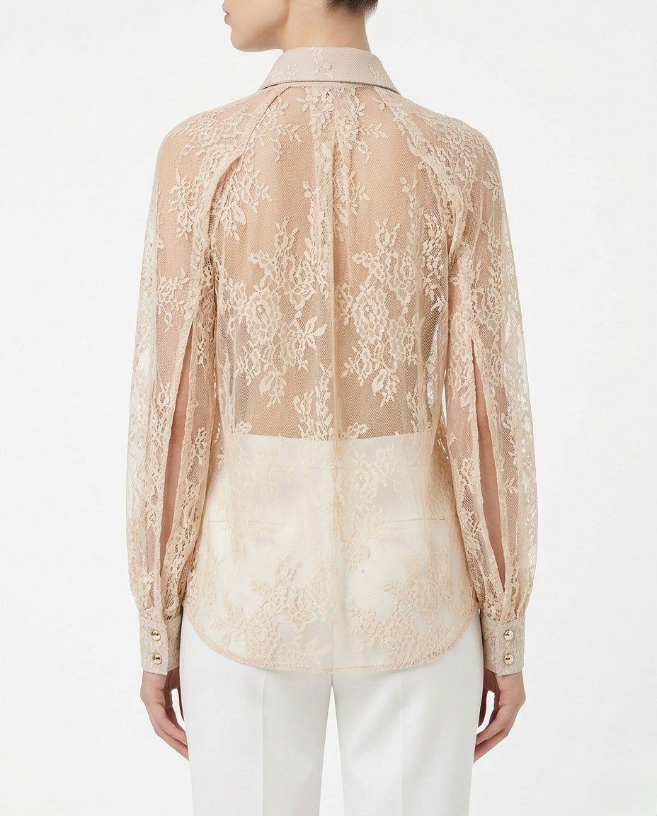 Camicia in pizzo trasparente