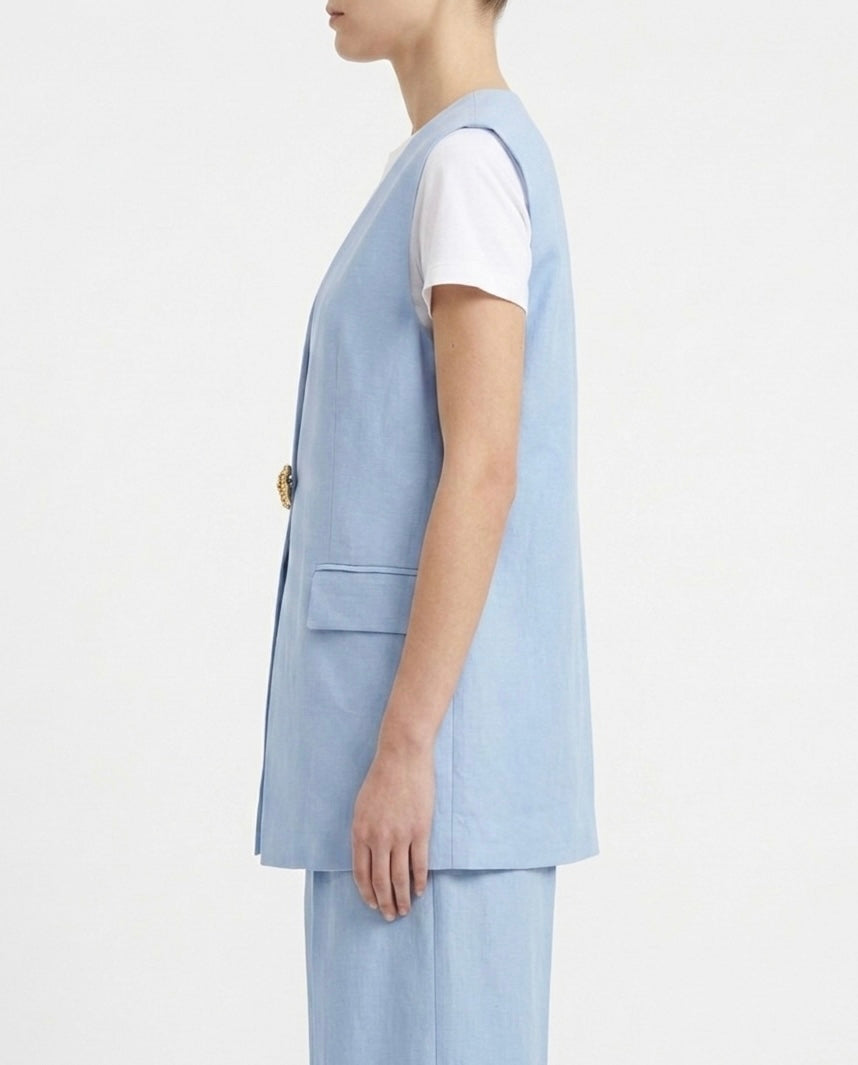 Gilet con bottone gioiello