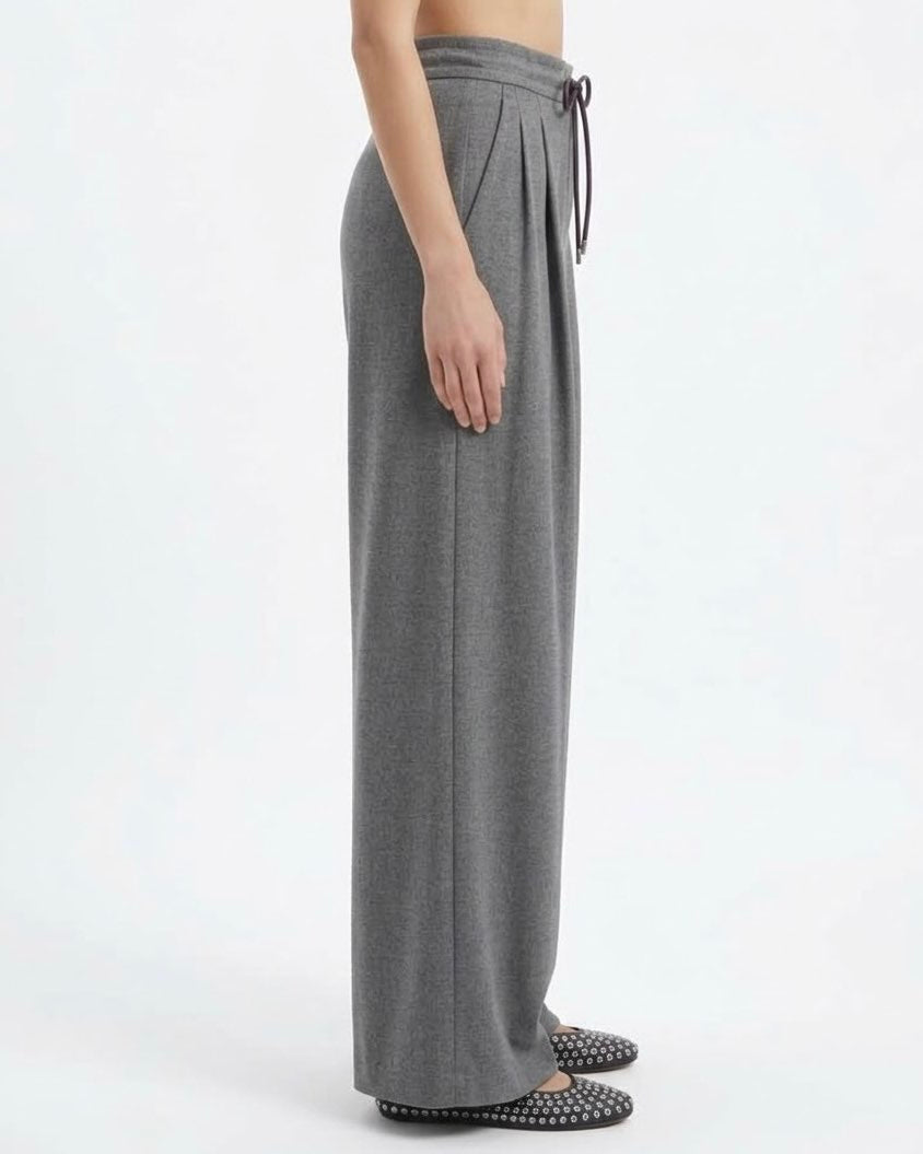 Pantalone H2O Italia Grigio a Gamba Ampia in Misto Lana