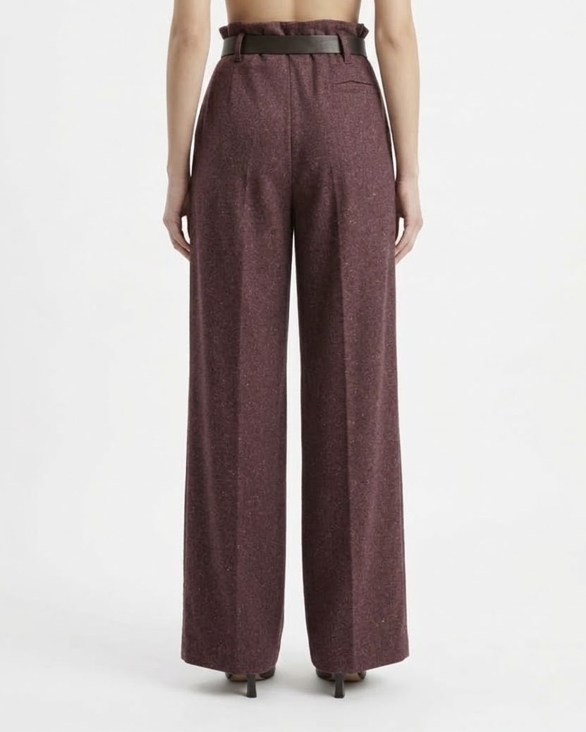 Pantalone Wide Leg H2O Italia Bordeaux con Pinces Frontali