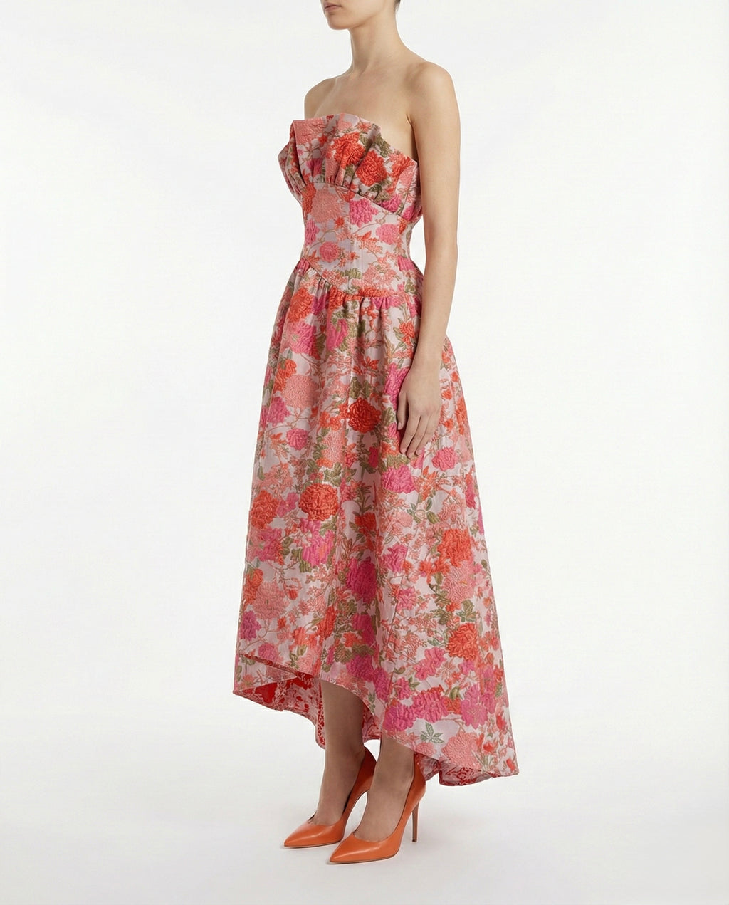 Abito midi floreale a fascia