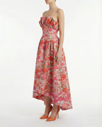 Abito midi floreale a fascia