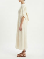 Abito lungo in cotone effetto stropicciato