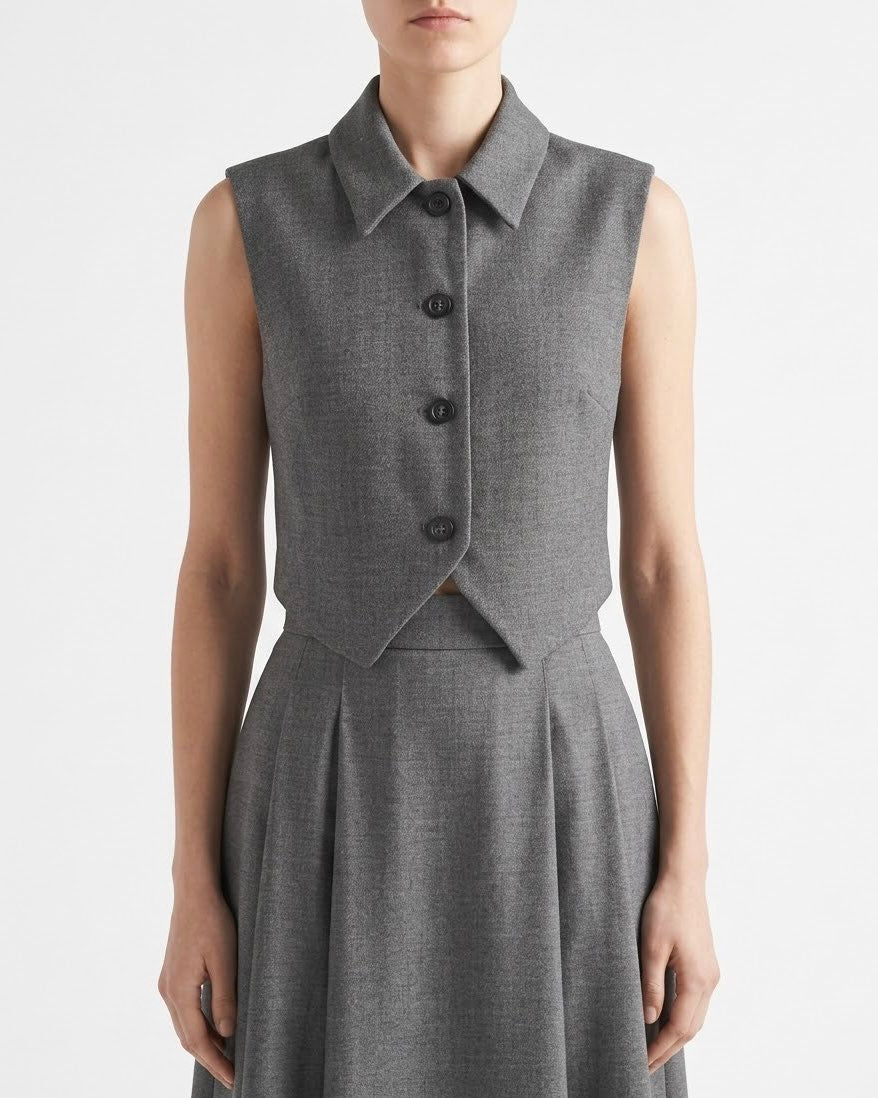 Gilet H2O Italia Grigio Sartoriale in Misto Lana con Bottoni