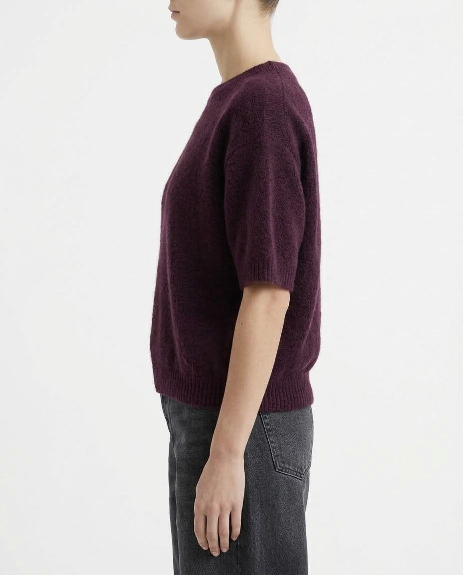 Maglia H2O Italia in Alpaca Peach Mousse, Amarone e Lana con Maniche Corte
