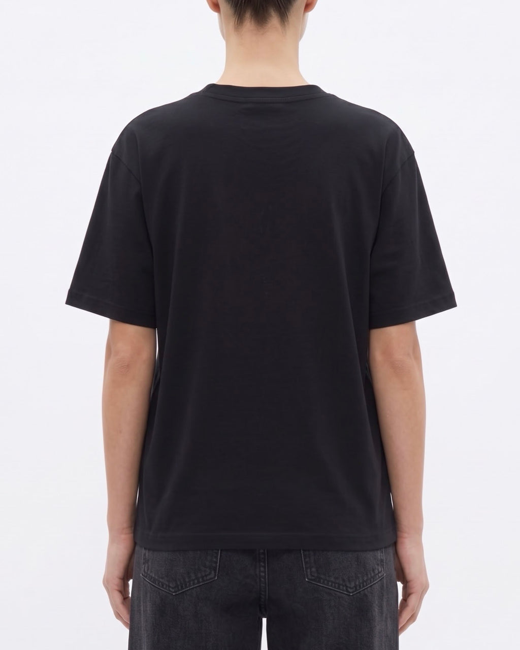 T-Shirt Isabelle Blanche a Manica Corta con Ricami Strass Ecrù e Nera