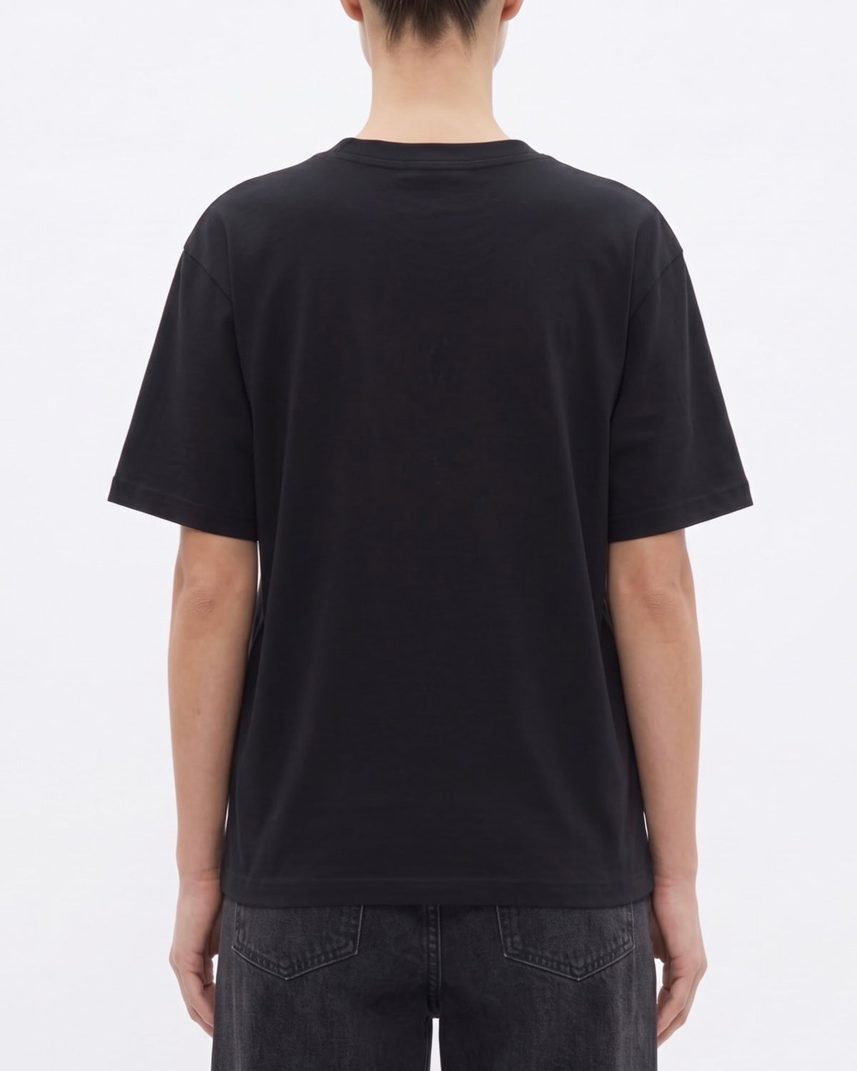 T-Shirt Isabelle Blanche a Manica Corta con Ricami Strass Ecrù e Nera
