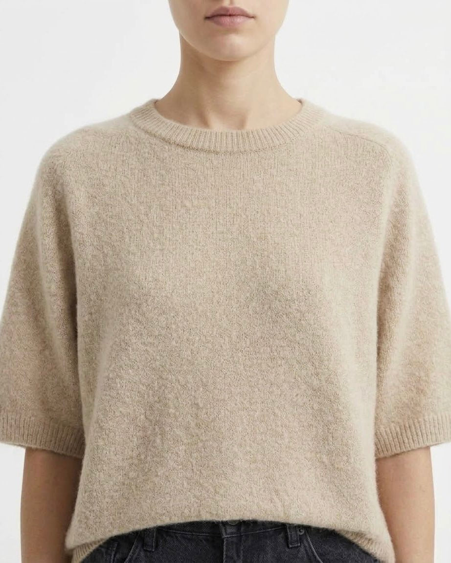 Maglia H2O Italia in Alpaca Peach Mousse, Amarone e Lana con Maniche Corte