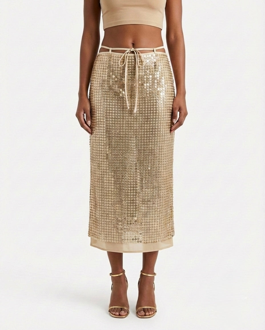 Gonna mini paillettes oro