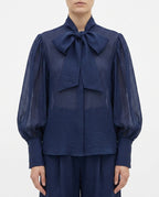 Blusa con fiocco in tencel