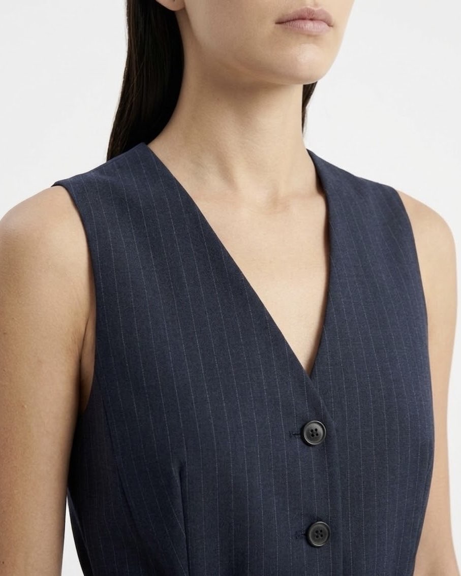 Top gilet sartoriale con cintura in vita Blu
