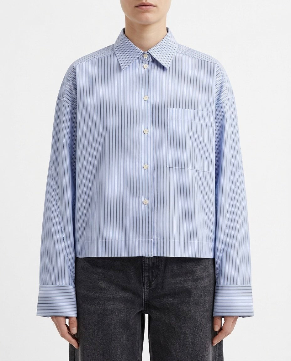 Selected Femme Camicia cropped oversize a righe