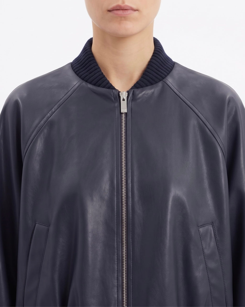 Giubbino Bomber Isabelle Blanche Blu Notte in Ecopelle con Coulisse