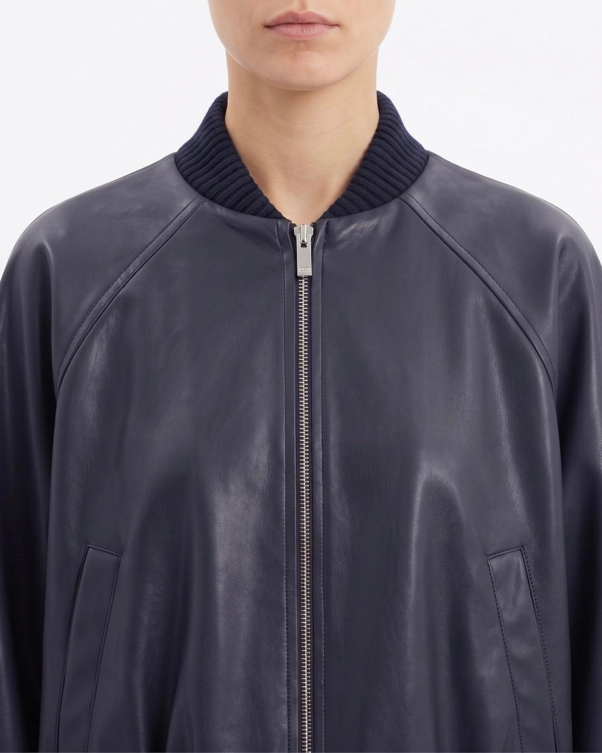Giubbino Bomber Isabelle Blanche Blu Notte in Ecopelle con Coulisse