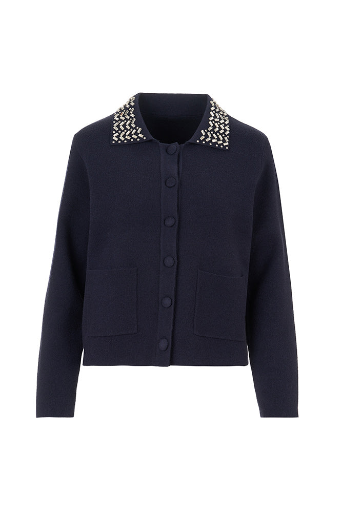 Cardigan con colletto gioiello