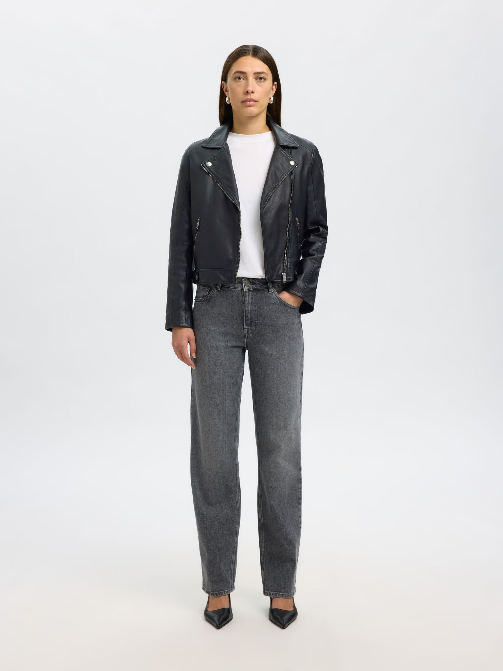 Giacca biker in pelle