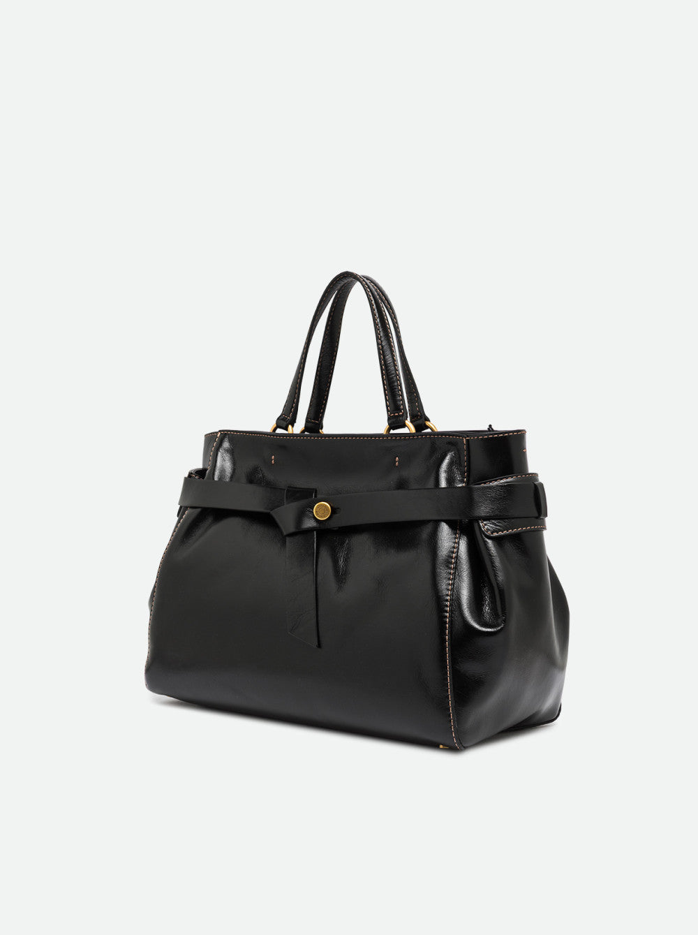 Borsa a Mano Gianni Chiarini Miranda Grande in Pelle Cerata Invecchiata Nera