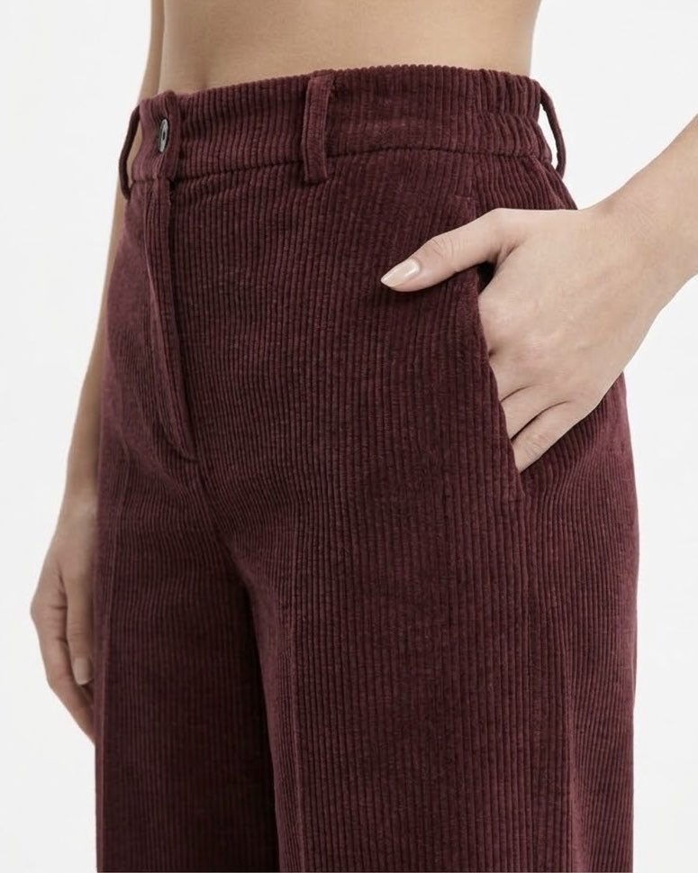 Pantalone H2O Italia Terracotta a Gamba Ampia Effetto Velluto