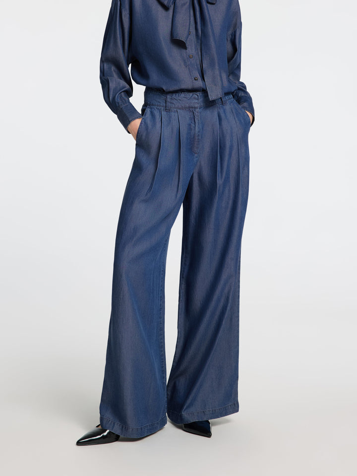 Pantaloni Palazzo in Denim Leggero