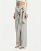 Pantalone palazzo a portafoglio tortora