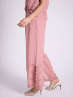 Pantalone ampio con ricamo floreale