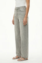 Jeans beige con strass laterali