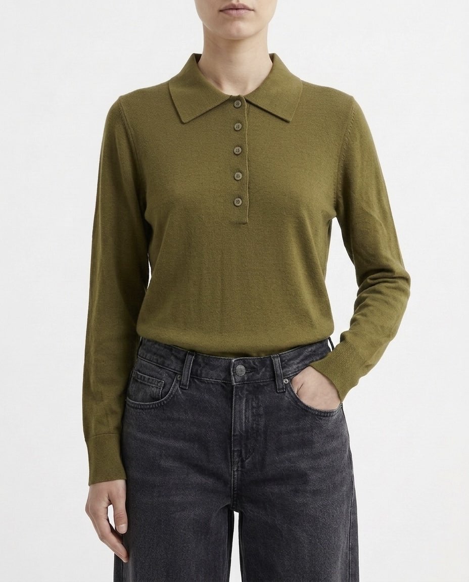 Selected Femme Maglia polo in 100% lana Merino
