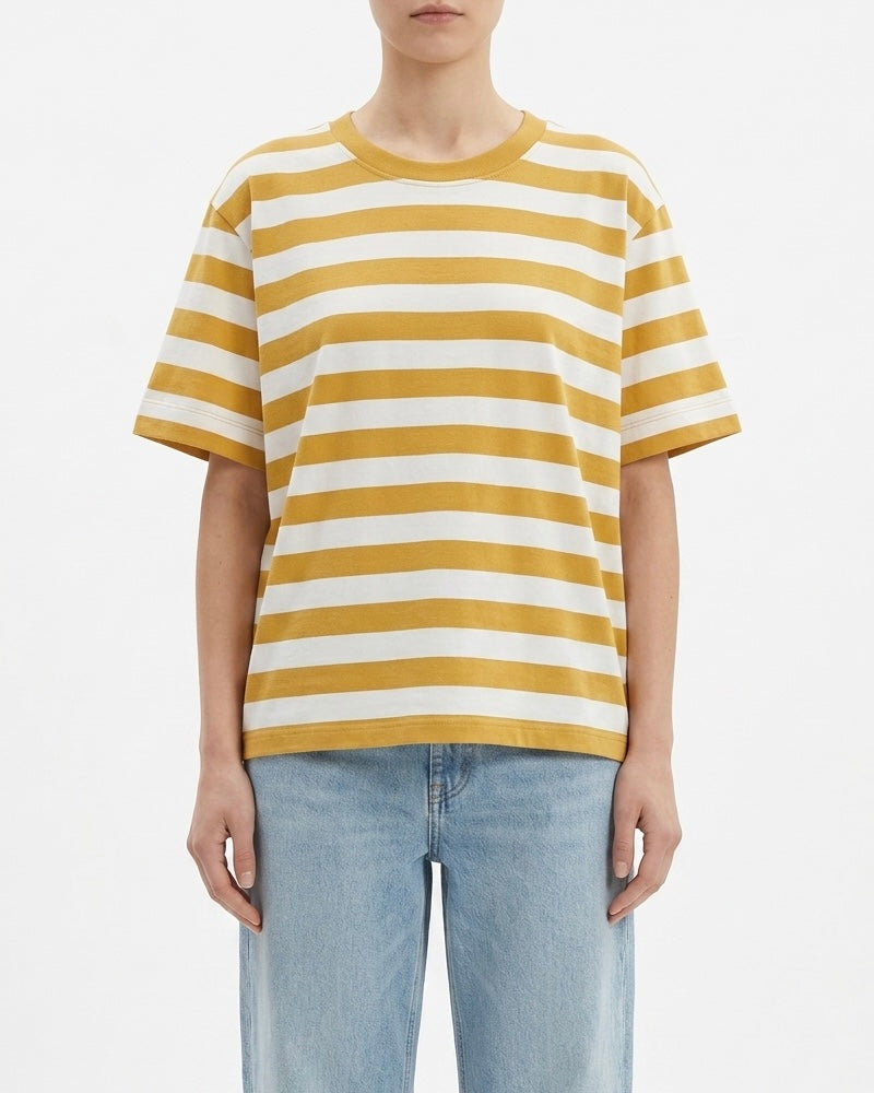 T-shirt a righe bordeaux e bianche