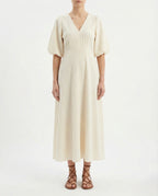 Abito lungo in cotone effetto stropicciato